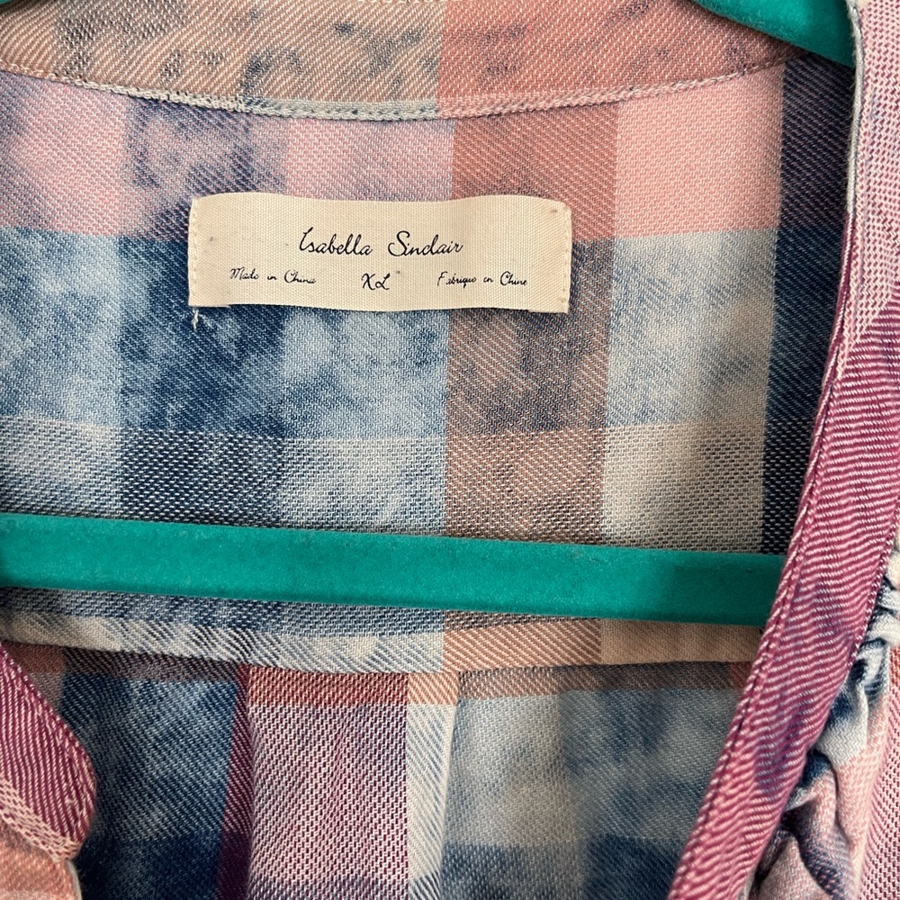 Anthropologie Plaid Flannel V-Neck with Ruffles - Picture 2 of 3